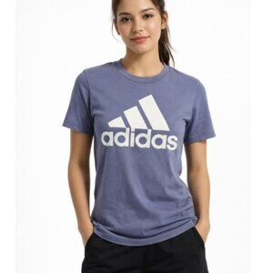 Adidas Women's T-Shirt Size Medium Lavendar White Graphic Short Sleeves Workout